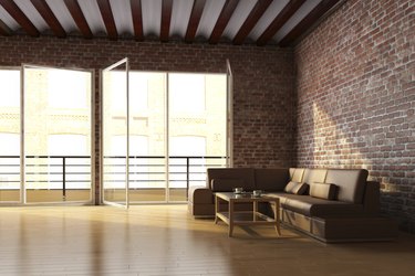 Loft with brick wall