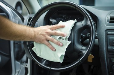 Polishing steering wheel