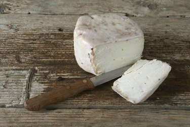 fresh feta cheese just cut with knife