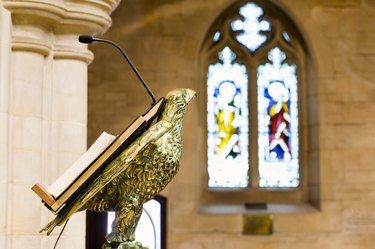 Microphone and podium in church