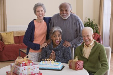 Portrait of friends at birthday party