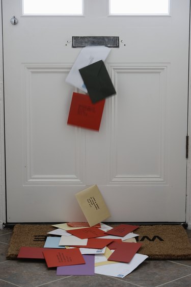 Mail falling from letterbox onto doormat (Digitally Enhanced)