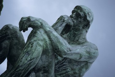 Statue of The Thinker, Rodin, Paris, France, low angle view