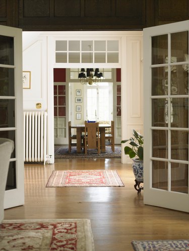 Interior of home from living room through entry way and dining area