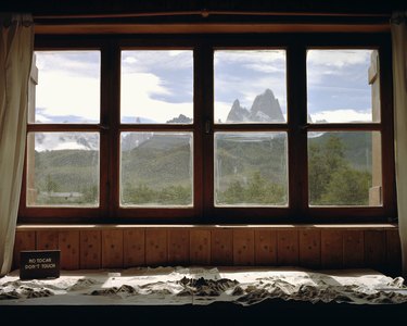 Window overlooking mountains