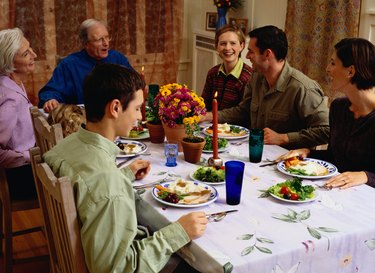 Family Eating a Thanksgiving Dinner