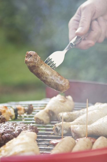 Grilling food outdoors