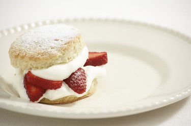 Strawberries and cream on scone