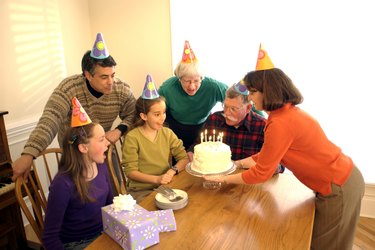 Family celebrating birthday