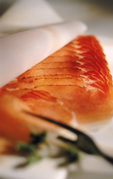 Smoked salmon, defocused