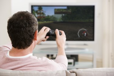 Man playing video game