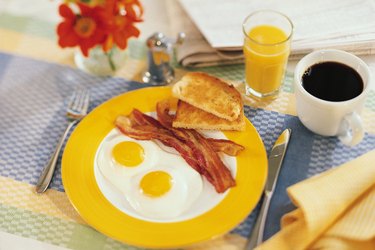 Breakfast with bacon and eggs