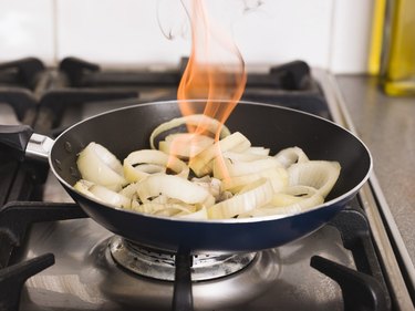 Pan on fire on stove