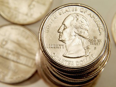 Close-up of a stack of American coins