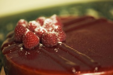 Chocolate ganache cake with raspberries