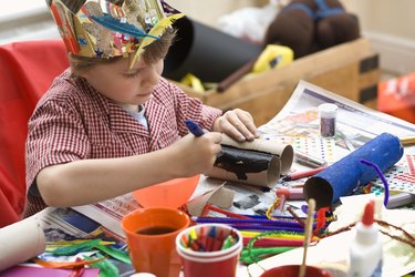 Boy doing crafts