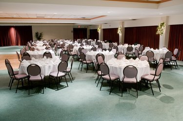 Banquet room with tables and chairs