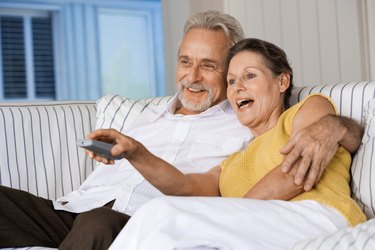 Couple watching television