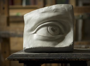 Gypsum model of DavidÃ¢ï¿½ï¿½s eye in painting studio i