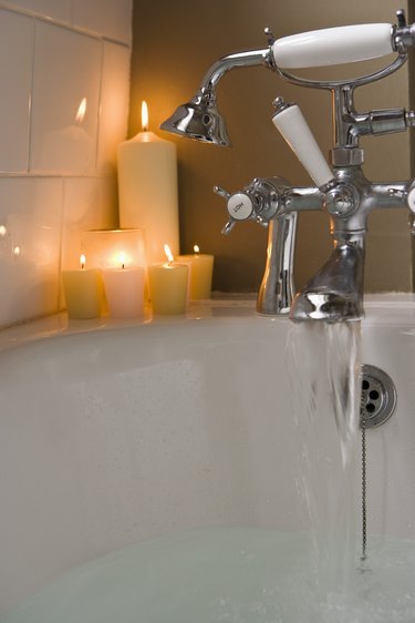 Candles by bathtub