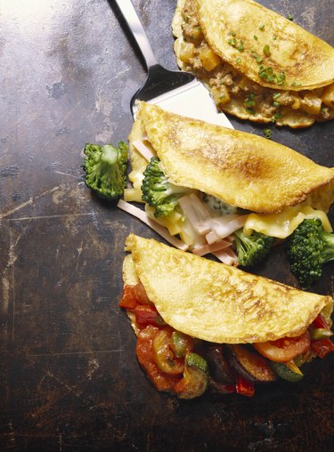 Hearty Pancakes with Ground Meat; Broccoli and Ratatouille