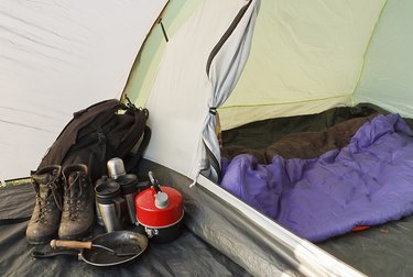 Dome tent camping interior