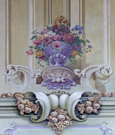 Jasov - Fresco of baroque bouquet