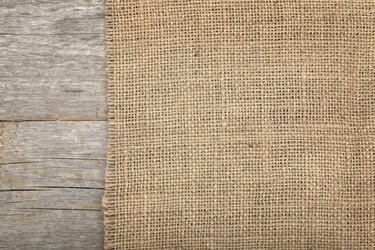 Burlap texture on wooden table