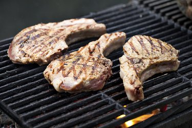 Pork chops on grill