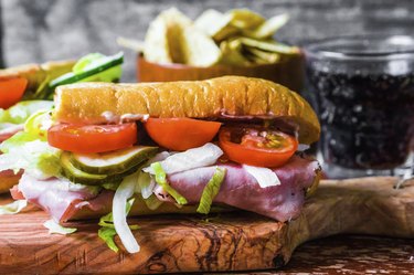 Italian hoagie with ham and vegetables