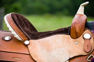 Close-up of western saddle