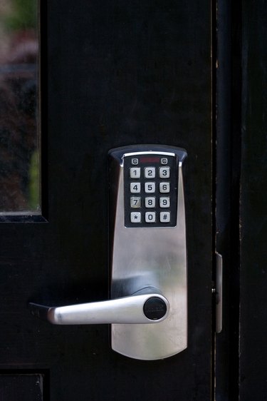 Keypad on door lock and handle
