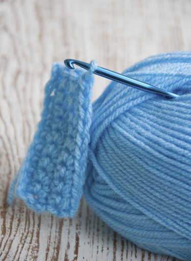 Crochet hook and knitting yarn