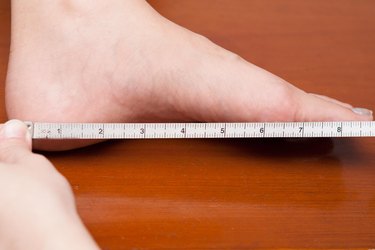 Measure foot length for felt elf shoes