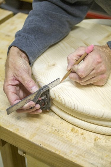 Measure and label the wooden rounds as top, middle and bottom.