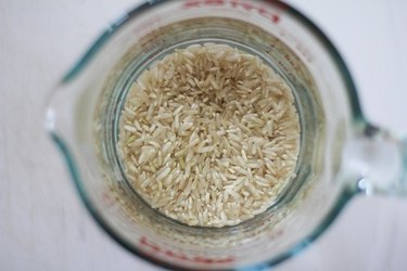 rice soaking in water