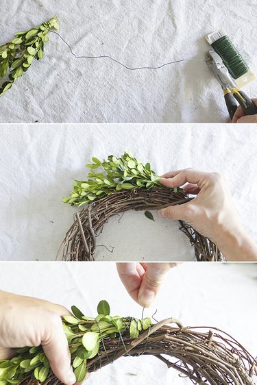 Attach bundle to grapevine wreath.