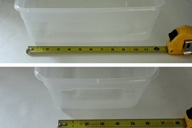 Use a tape measure to determine the length of each side of the bin