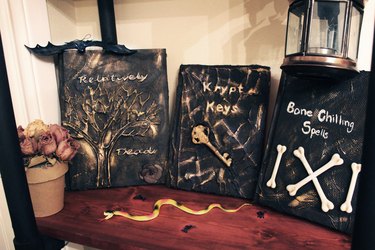 Displayed spell books for Halloween.
