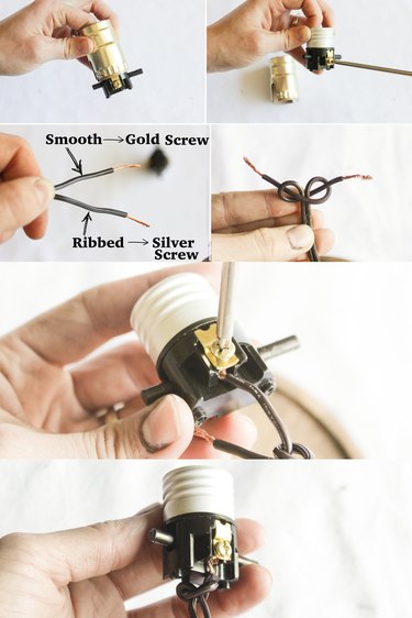 Attaching wires to lamp socket