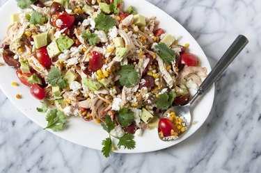 Charred Corn, Chicken and Cheese Salad