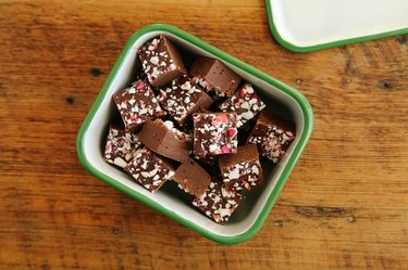 Make easy chocolate peppermint fudge for Christmas.