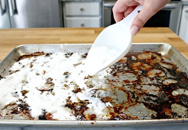 how to get burned food off baking pans naturally