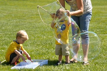 kids with bubbles