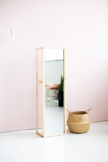 DIY Floor Mirror With Built-In Shelf