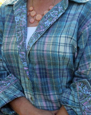 plaid shirt with decorative trim