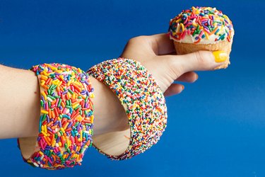 Finished sprinkle bangles with matching cupcake