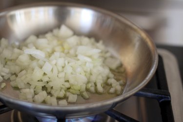 onions cooking in pan