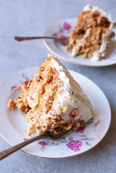 Two slices of gluten-free carrot cake