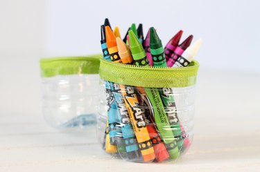 Organize crayons and pens in no-sew zipper cases